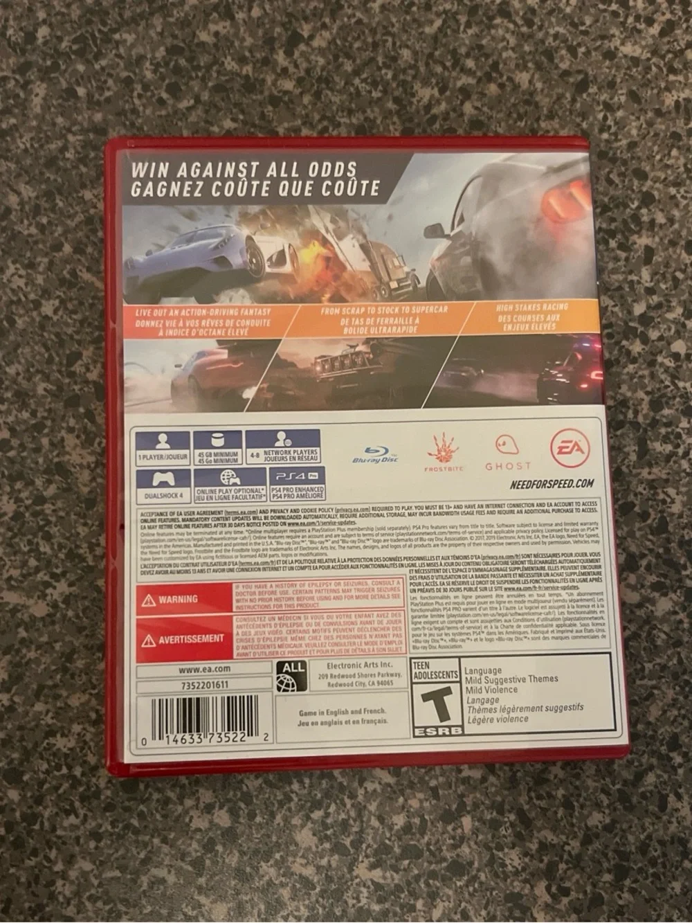 Sony PS4 Need for Speed Payback - Red and Blue Cover